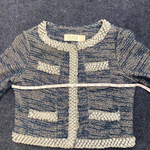 Anthropologie, ISANI Beaded Cropped Tweed Jacket , Blue , Size S/Small, VGUC - Picture 9 of 16